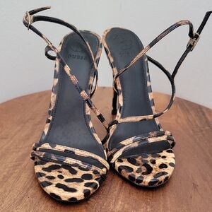 GUESS Women's Leopard Print Strappy Heels